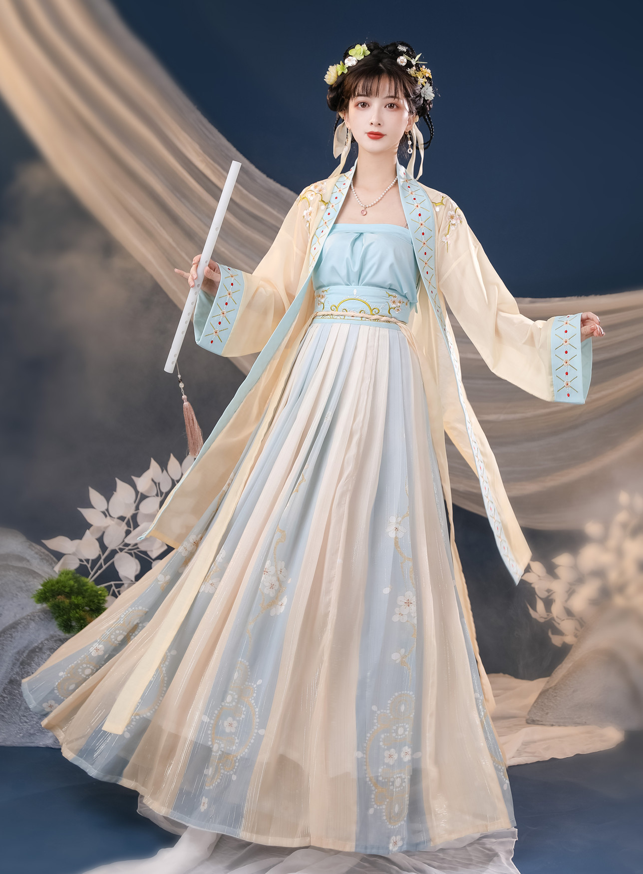 【花姬】原创汉服女宋制长禙子齐腰襦裙宋抹绣花风冬