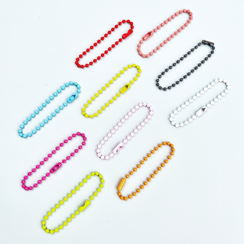 12cm Metal Lanyard Color Bead Necklace Ball Bead Chain Paint Ball Chain Key Chain Buckle DIY Material Jewelry Accessories