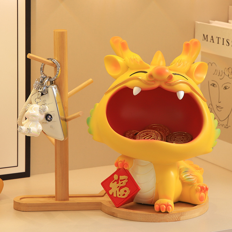 龙年生肖收纳摆件可爱大嘴龙国潮树脂工艺乔迁新居礼品节日礼物