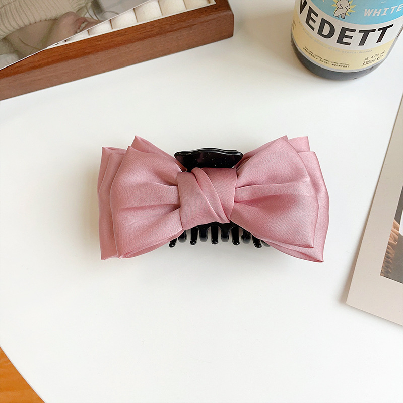 South Korea Dongdaemun Double-Sided Bow Claw Clip Large Elegant Hair Clip Plush Shark Clip Back Head Hair Clip Headdress