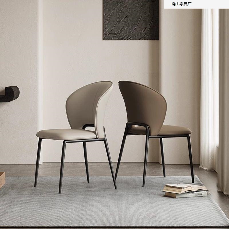 软包餐椅家用轻奢高端北欧椅子现代意式极简约铁艺酒店网红靠背批