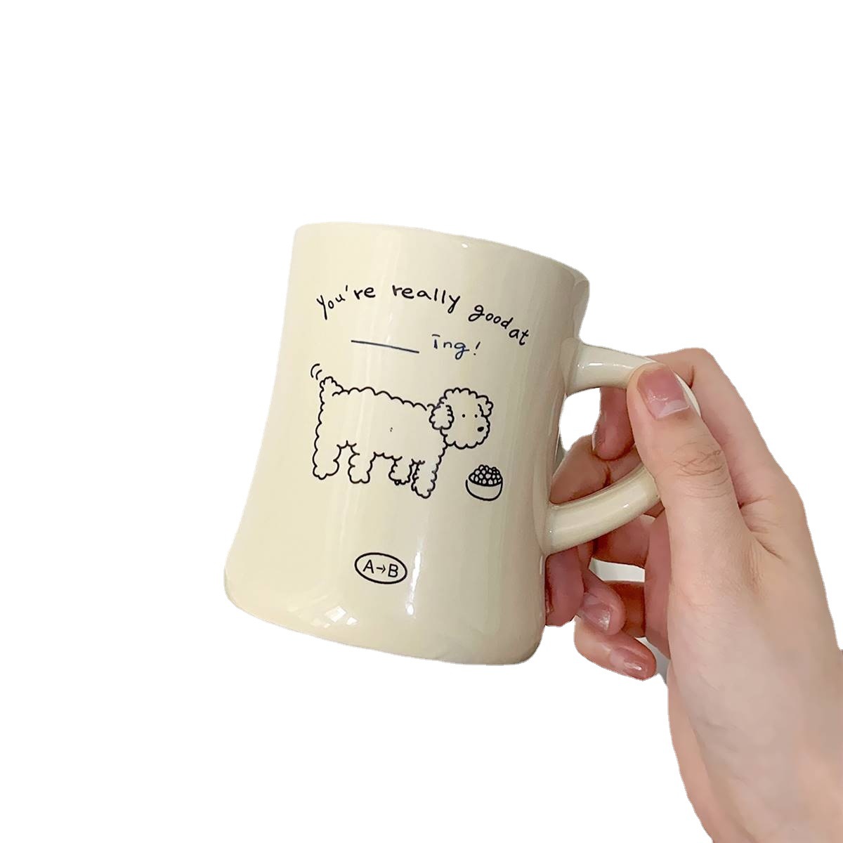 Waist-Tight Mug Ins Korean Retro Cartoon Ceramic Cup Printed Logo Activity Gift Cup Grade A Export Coffee Cup