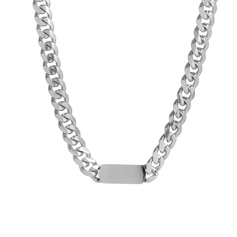 Titanium Steel Necklace Cuban Link Chain Necklace Men's Fashion Hip Hop Titanium Steel Chain Men's Simplicity All-Matching Boys Choker Ornament