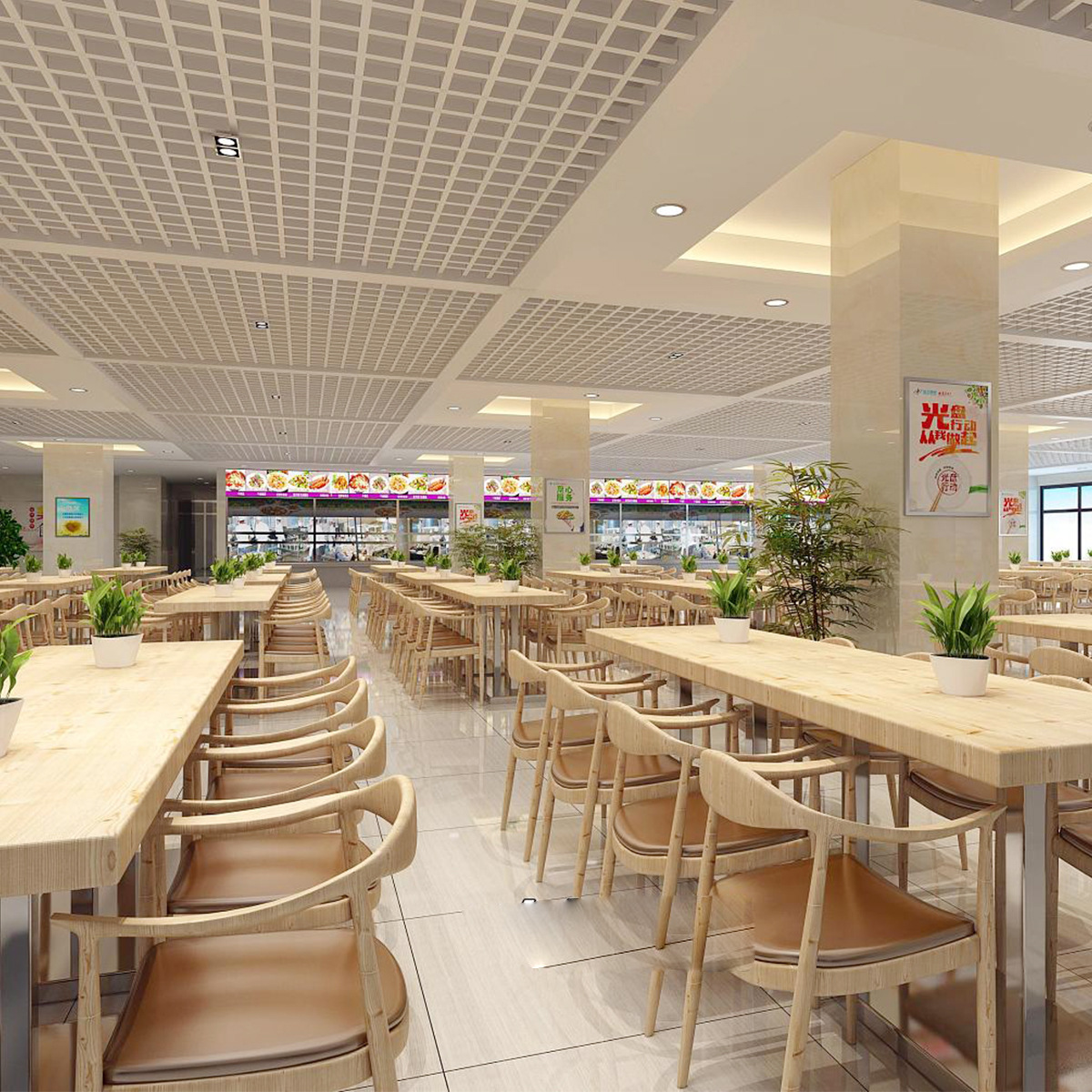 公司饭堂装修 工厂食堂设计装修 时尚高档饭堂装饰 员工餐厅装修