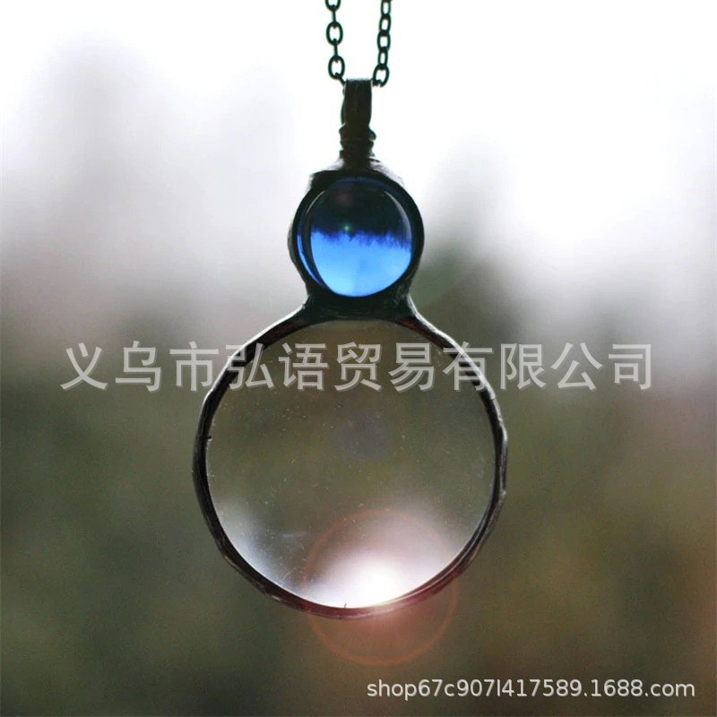 Cross-Border New Arrival Creative Magnifying Glass Pendant Necklace Gift Magnifier Pendant Necklace