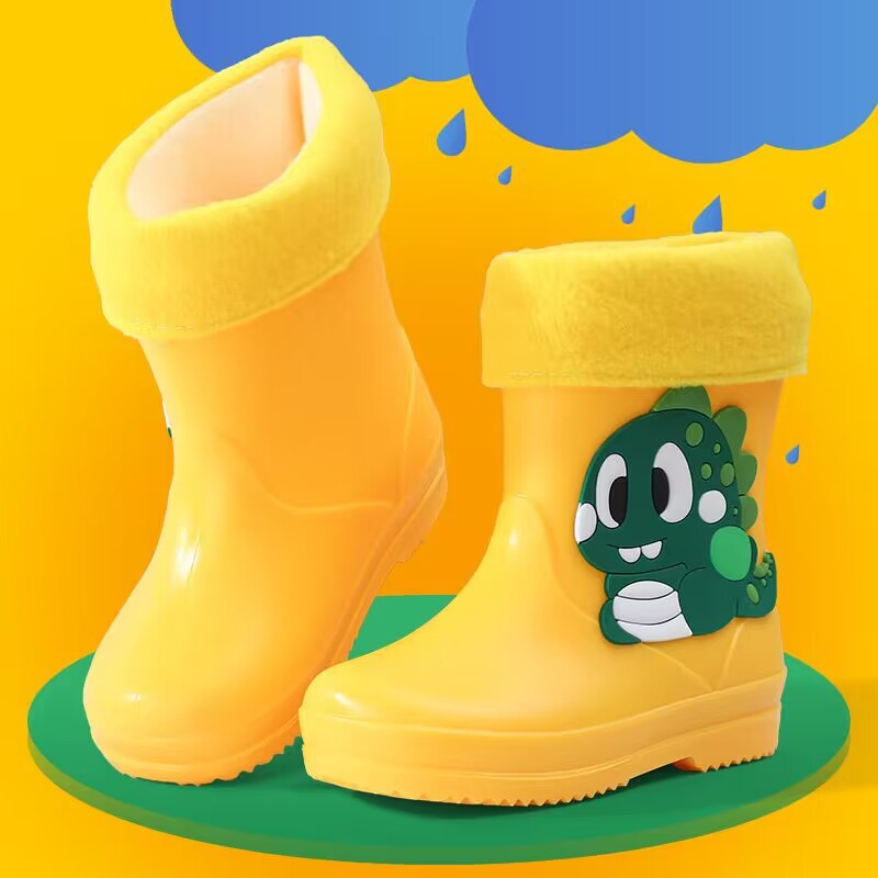 2023 Children's Rain Boots Cartoon Dinosaur Baby Rain Boots Waterproof Outer Wear Boys and Girls 2-6 Years Old Cute Short Tube Shoe Cover