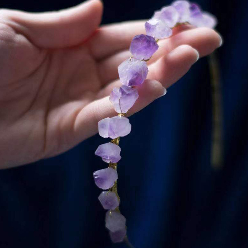 乌鸦紫水晶皇冠 巫婆节日哥特婚礼石英发箍头饰波希米亚皇冠头饰