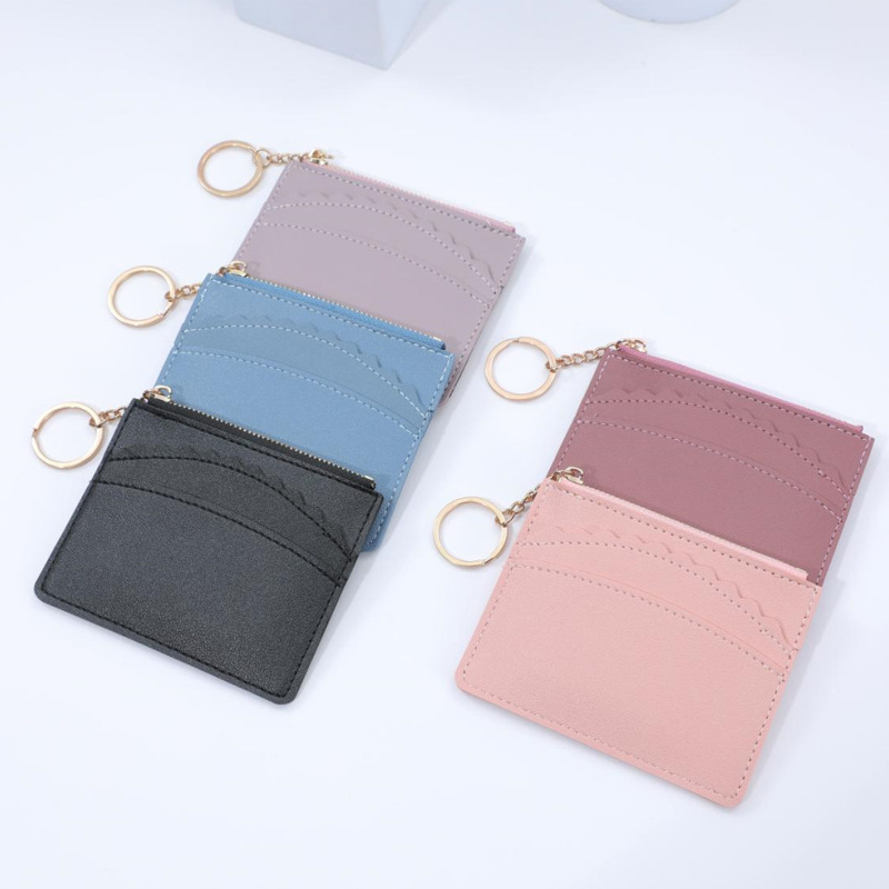 korean style new cross-border multiple card slots zipper card holder document package coin purse