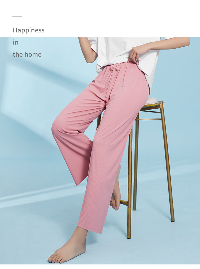 冰丝裤薄款女2021新款韩版夏季针织休闲空调裤学生宽松九分休闲裤