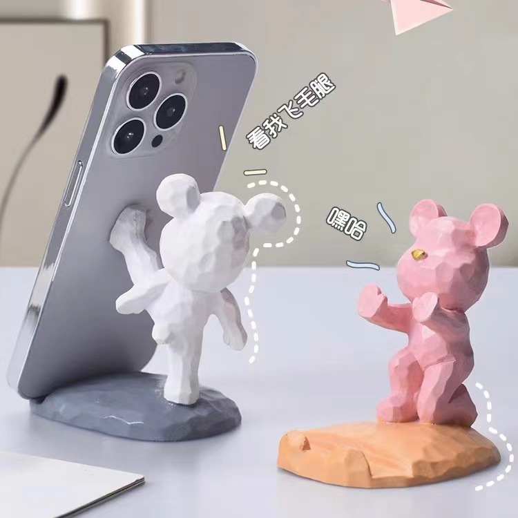 Violent Bear Small Ornaments Creative Mobile Phone Holder Home Office Computer Living Room Study Desktop Cute Decorations