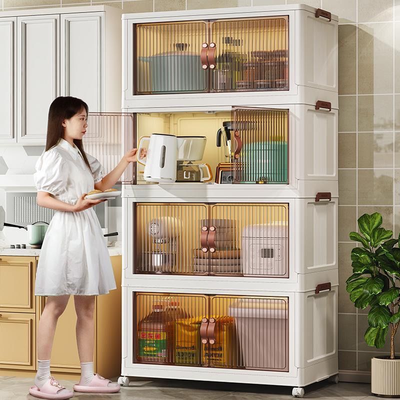 折叠收纳箱加厚收纳箱收纳双开门多层收纳柜家居免安装箱子收纳柜