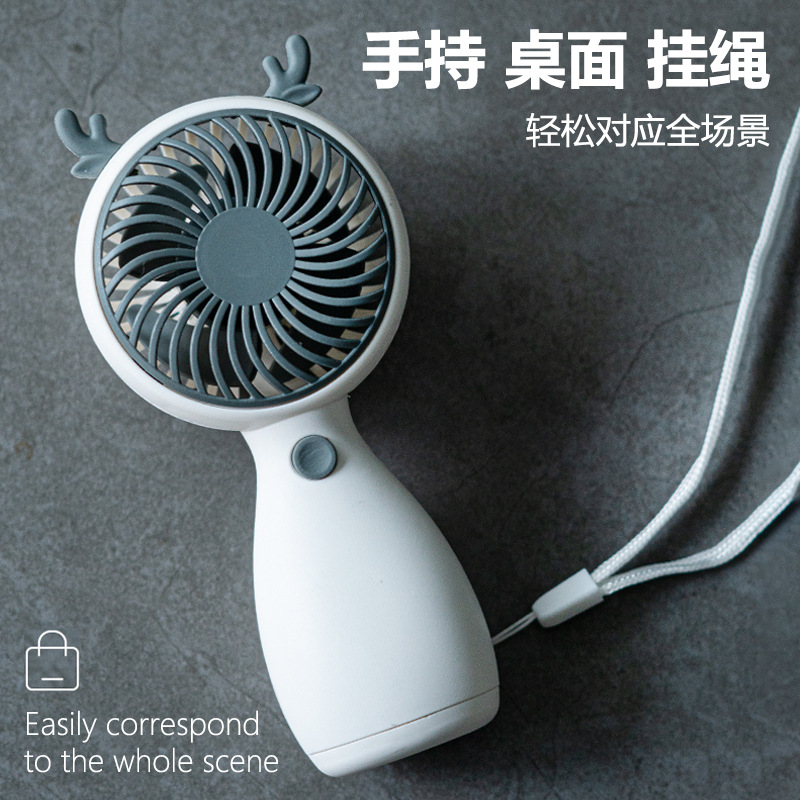 Handheld Mini Fan Usb Cartoon Lanyard Portable Outdoor Charging Dormitory Desktop Fan Small Gift