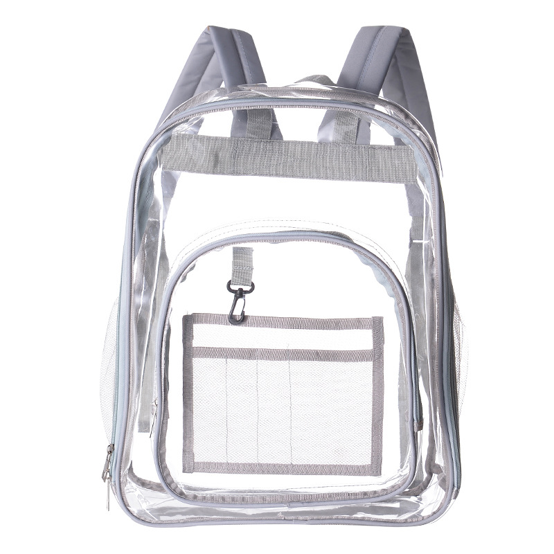 Cross-Border Hot Selling Transparent Backpack Waterproof PVC Buggy Bag Large Capacity Student Schoolbag Men's and Women's Backpacks Customizable