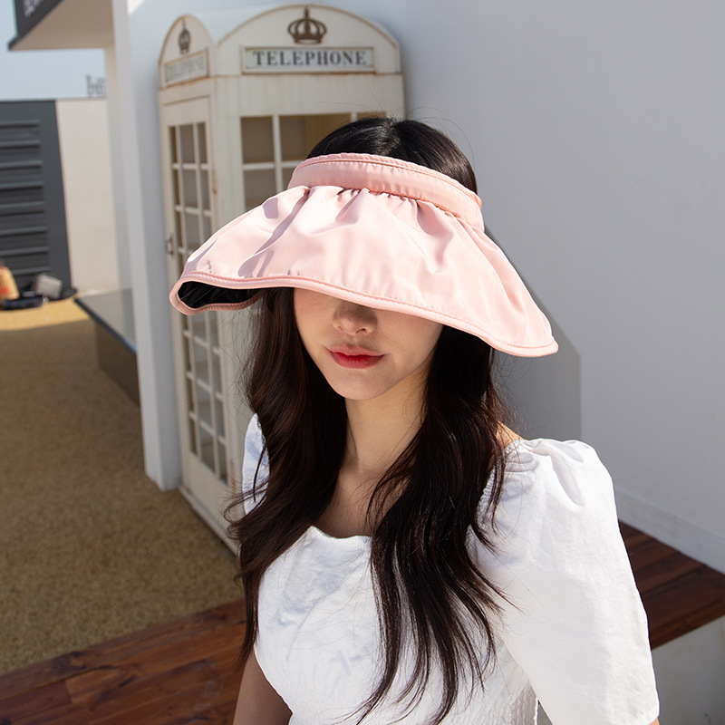 Women's Korean-Style Topless Hat Headband Hairpin-Style Ponytail Sunshade Sun Protection Hat Women's Simple Fashion All-Match Shell-like Bonnet
