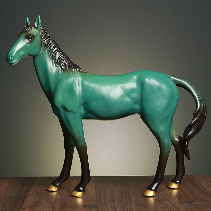 创意陶瓷中式马摆件客厅酒柜玄关软装家居装饰办公室风水招财批发