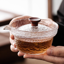冰纹水晶玻璃盖碗茶杯茶海单个高档日式功夫茶具泡茶器防烫手抓壶