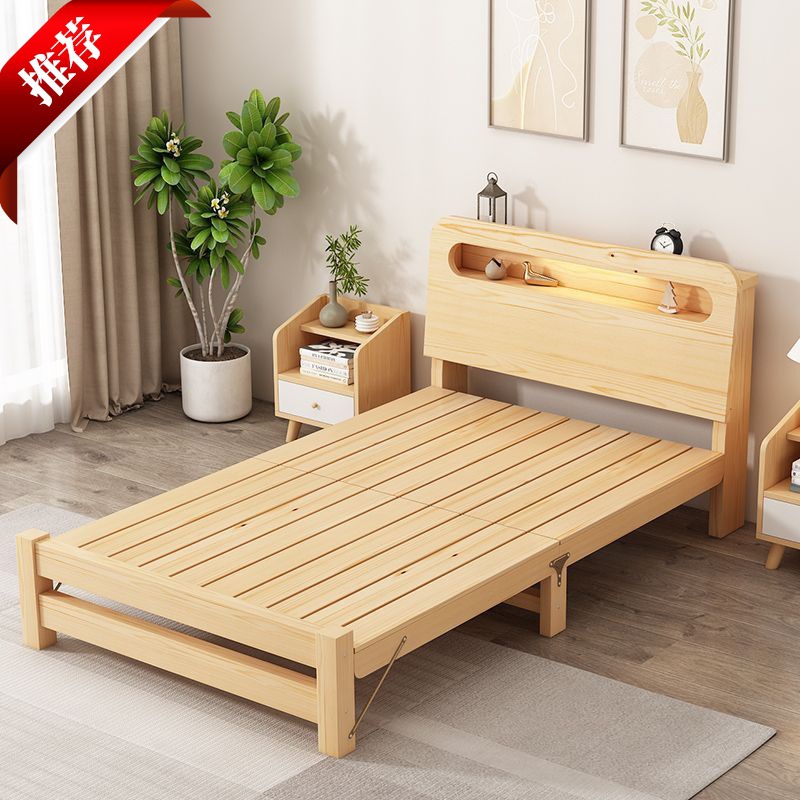 ytf免安装折叠床实木硬板床家用出租房单人床1.5简易床成人1.