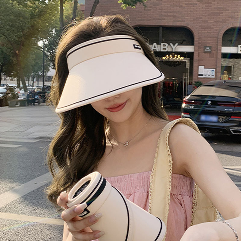 Japanese Uv Cotton and Linen Eaves Topless Hat Female Summer Outing Sun-Proof Uv Protection Sun Hat Makes Face Look Smaller