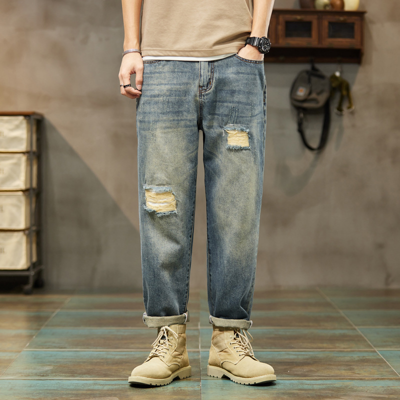 2023 Autumn High Quality Jeans Men's New Trendy Brand Handsome Pants Stretchy Harem Pants Men's Casual Trousers