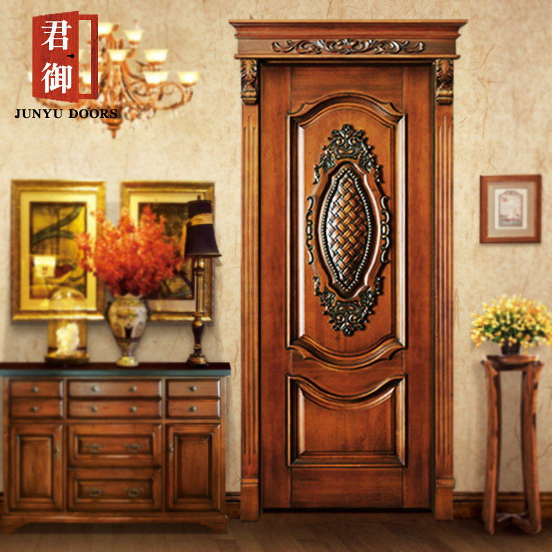 桃花芯原木门实木门非标房间门室内门实木烤漆门雕花扣线款