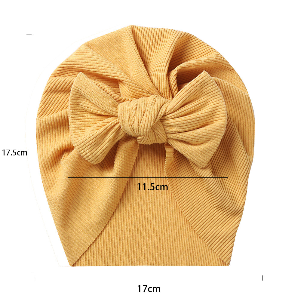 Europe and America Cross Border New Square Bow Baby Sleeve Cap Threaded Cotton Children's Indian Hat Autumn Winter Baby Hat