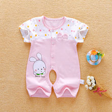 宝宝夏装1岁2婴儿夏季短袖连体衣开档薄款哈衣卡通纯棉儿睡衣