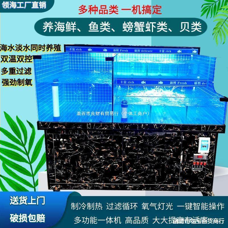 多种类混养鱼海鲜贝类鱼缸移动商用饭店超市海鲜池制冷一体机