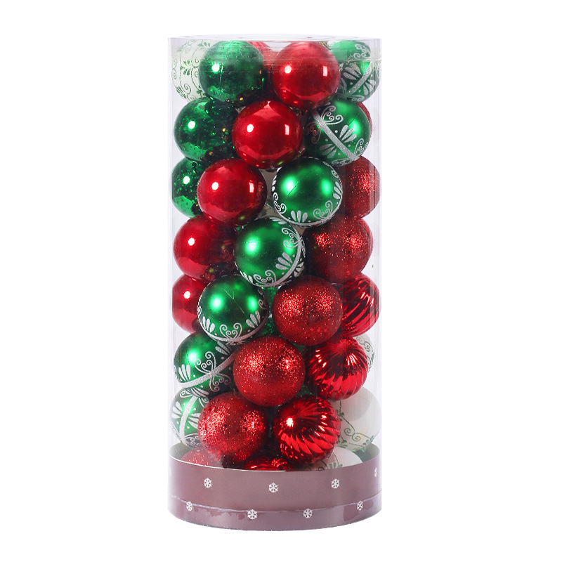 Cross-Border New Christmas Decorations 6cm/50Pcs Painted Christmas Ball Christmas Tree Pendant Set Gift Bag