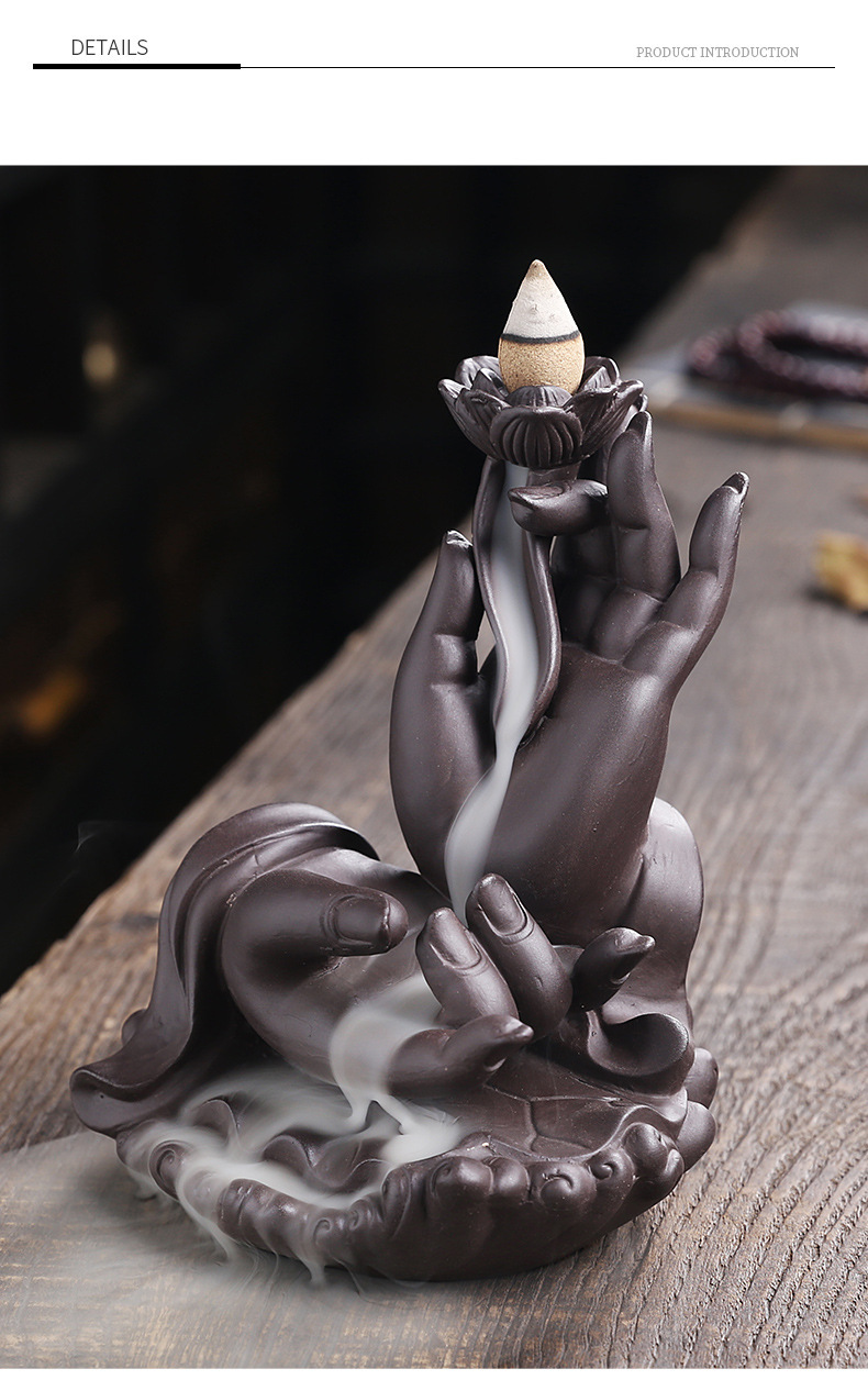 新工艺紫砂倒流檀香炉室内家用香炉创意大佛手回流香薰炉礼品摆件