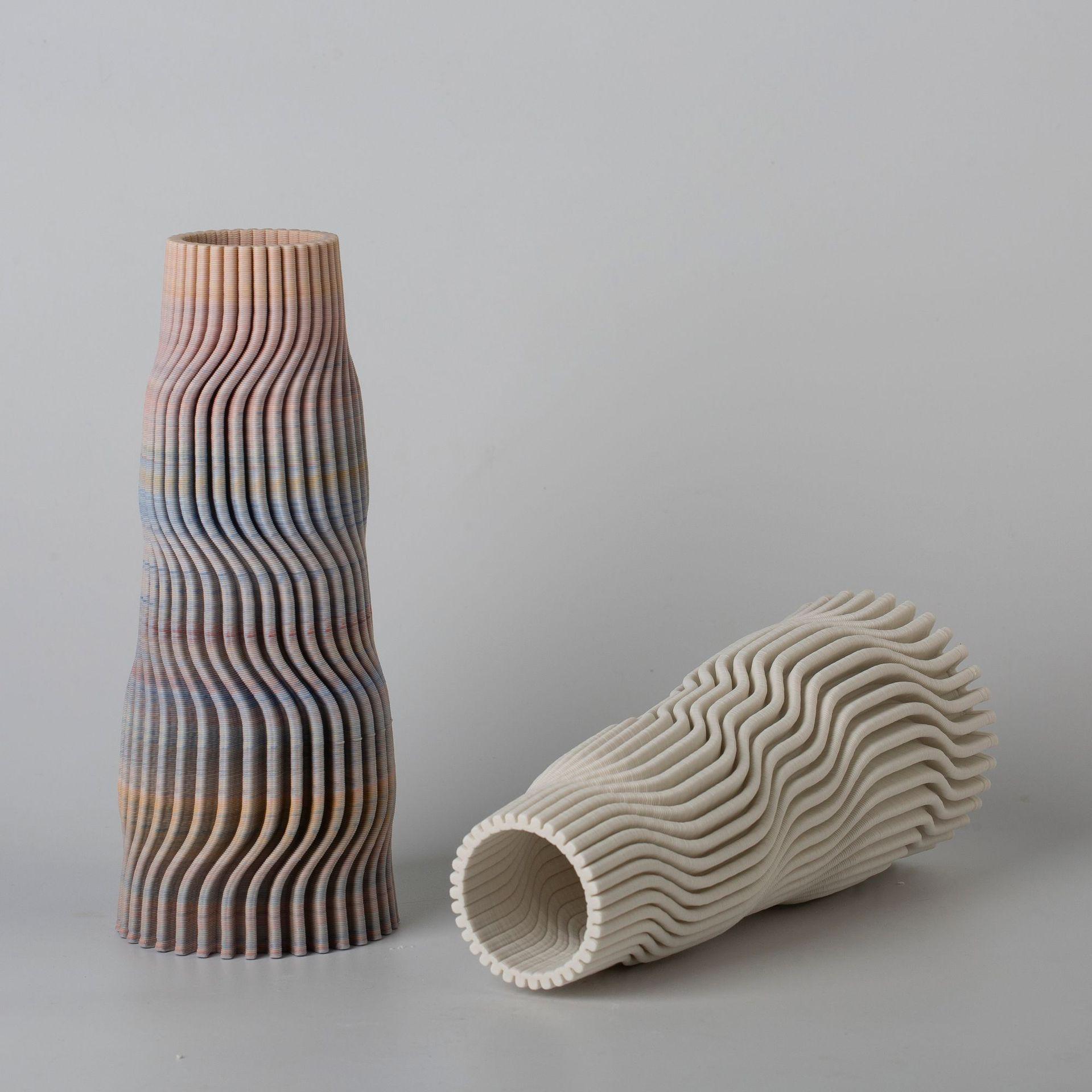 景德镇3d打印现代新中式软装陶瓷摆件花器插花摆件组合