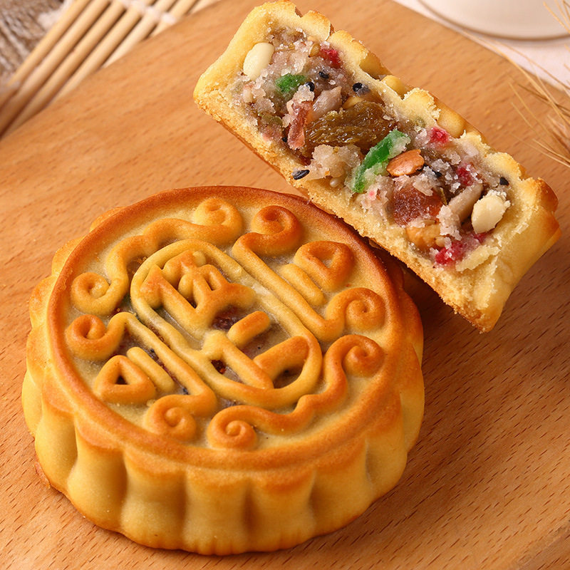 广式五仁月饼1000g老式手工中秋软皮豆沙月饼散装 多口味礼盒装