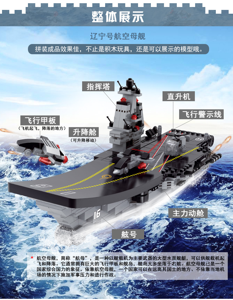 乐乐兄弟军事积木航母巡洋舰儿童益智拼插积木儿童生日礼物批发