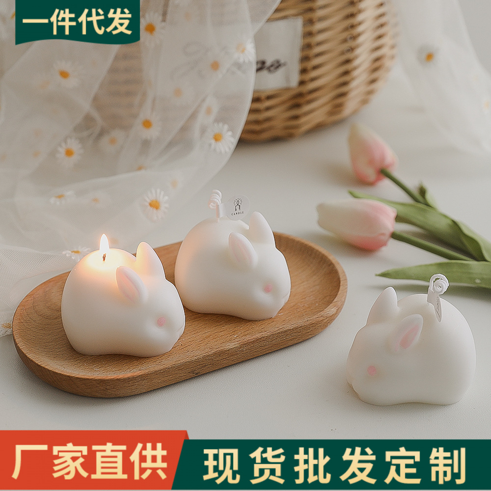 Mid-Autumn Festival Gift Wholesale Bunny Candle Aromatherapy Cute Handmade Soy Wax Cartoon Candle