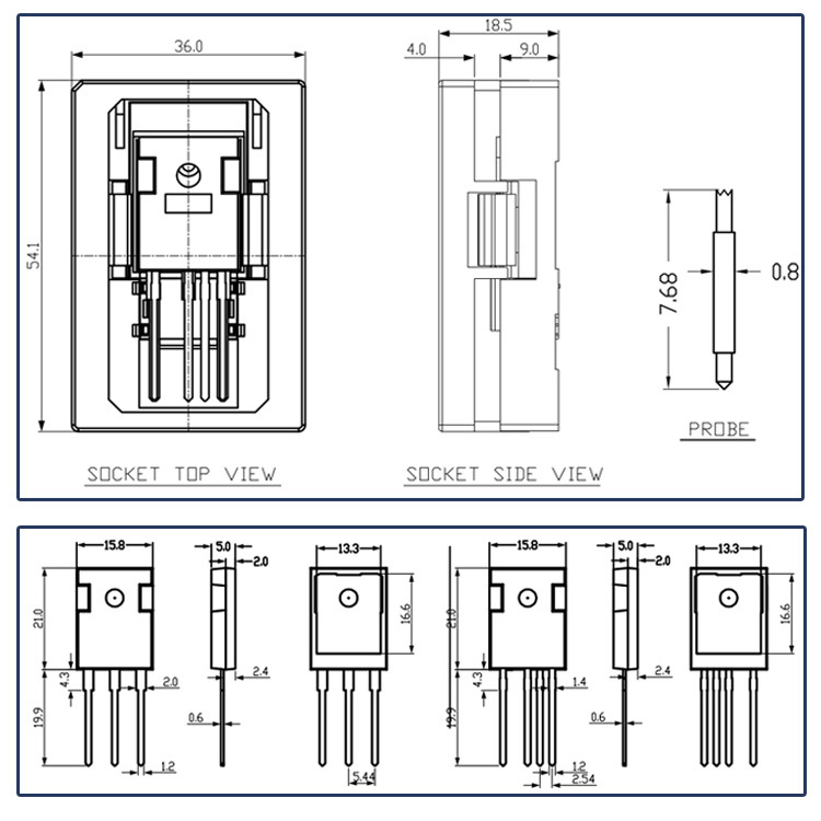 hmilu测试座批发to247-2.54下压探针老化座mos管大电流烧录座夹具-阿
