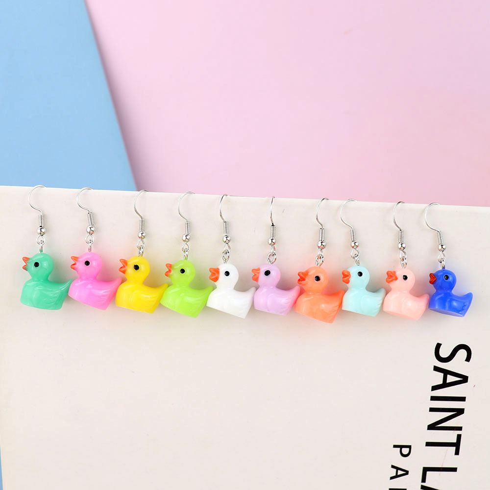 japanese and korean creative cartoon animal cute little duck earrings cross-border resin student earrings childlike personalized ear jewelry