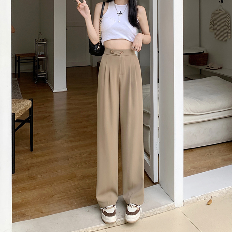 Suit Pants Wide-Leg Pants Women's Summer High Waist Drooping Slimming Versatile Casual Loose Mop Thin Straight Suit Pants