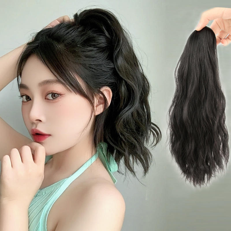 假发马尾女 云朵烫发假马尾抓夹式微卷仿真发蓬松自然马尾辫 现货