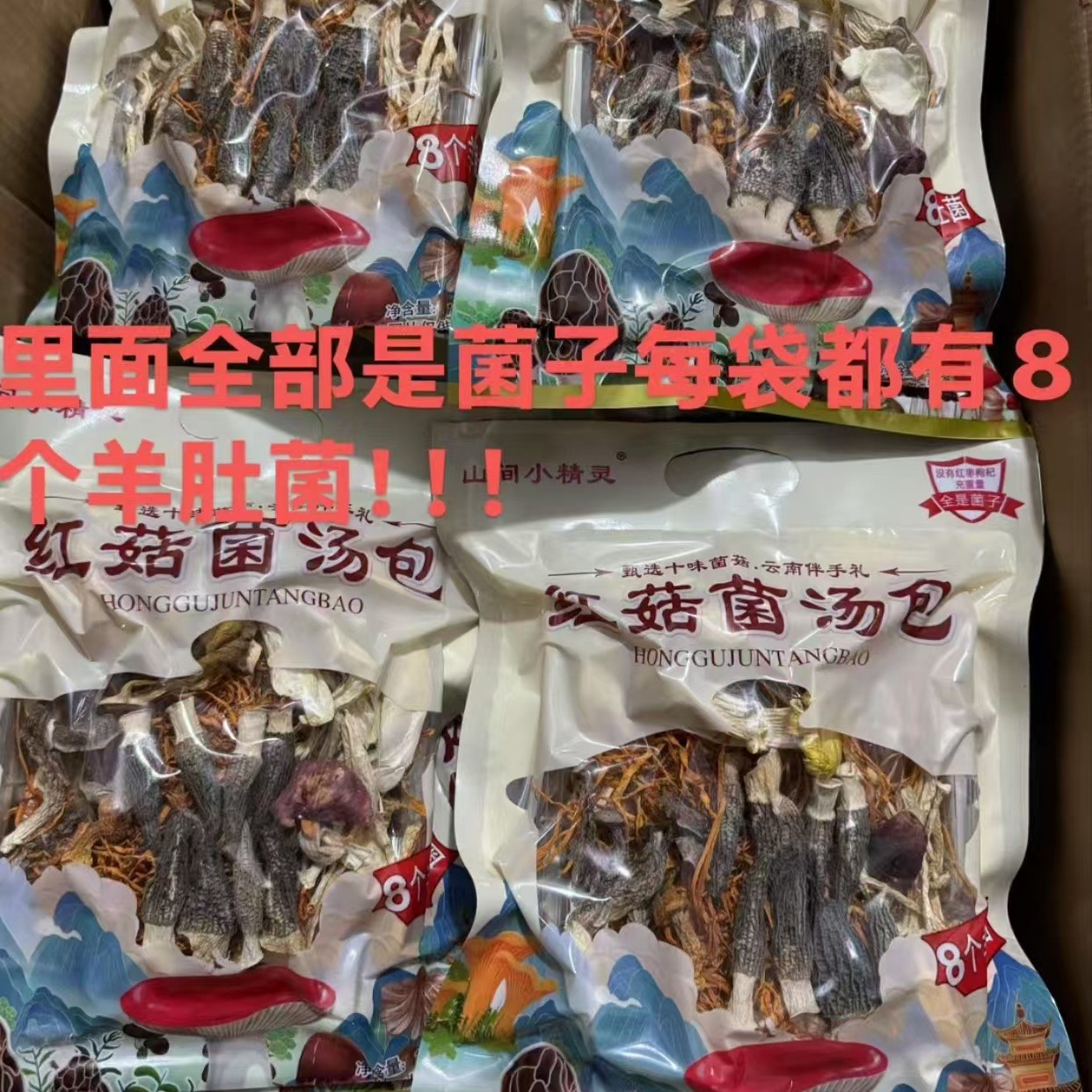 云南菇汤包礼盒装羊肚山珍产干货煲汤羊肚松茸炖鸡七彩