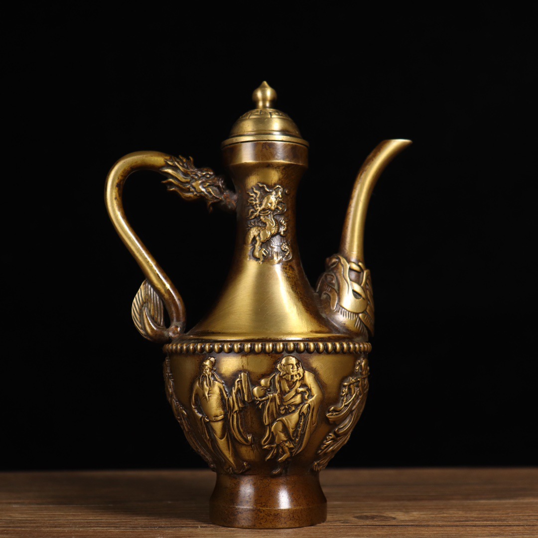 仿古铜八仙酒壶 铜壶摆件 家居装饰创意礼品工艺品-阿里巴巴