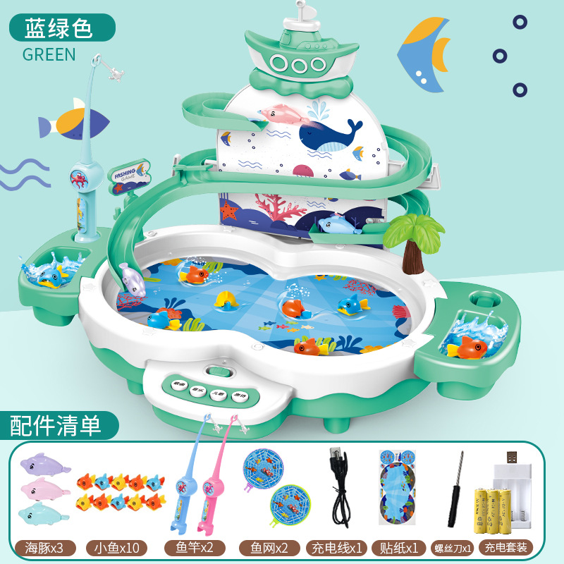Children's Multifunctional Suspension Fishing Table Toy Magnetic Fishing Plate Electric Fishing Toy Boys and Girls Desktop Game