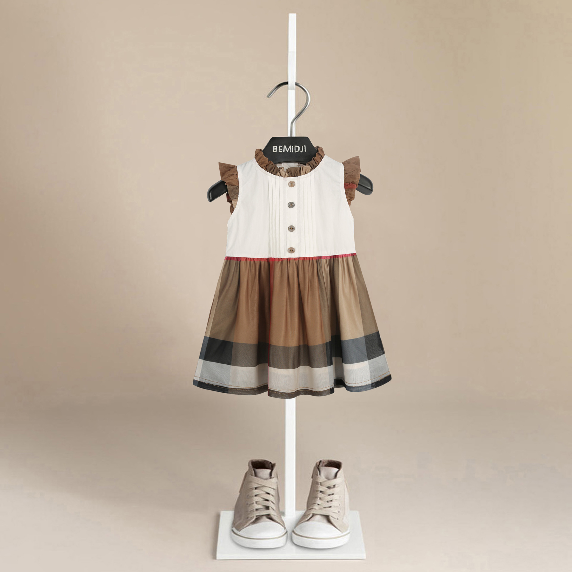 0成交7290件白色翻领中小童可爱宝宝小女孩公主裙女童连衣裙无袖娃娃