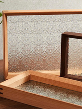 复古玻璃贴纸透光不透明艺术美式酒柜门玻璃纸静电海棠花贴膜窗贴