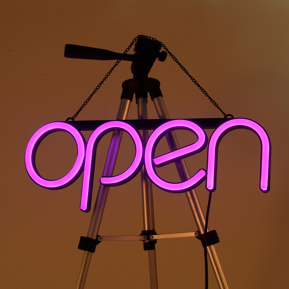 厂家批发高亮硅胶led发光灯牌霓虹灯open广告牌悬挂营业悬挂灯牌