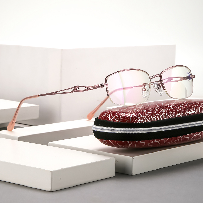 新款防蓝光双光老花镜看远看近圆顶隐形双光眼镜时尚女款品牌老花