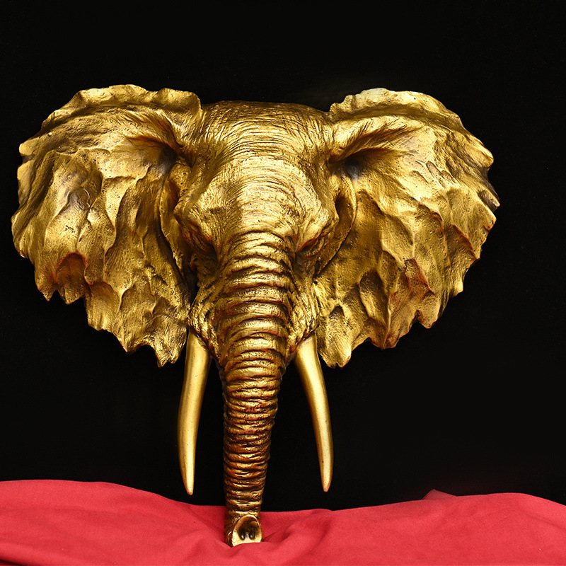 黄铜大象摆件大象头吉祥兽首挂件家居客厅装饰品工艺礼品铜器雕塑