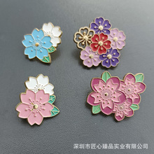 可爱甜美植物花朵徽章 粉色樱花烤漆胸针包包饰品学生礼品2朵花