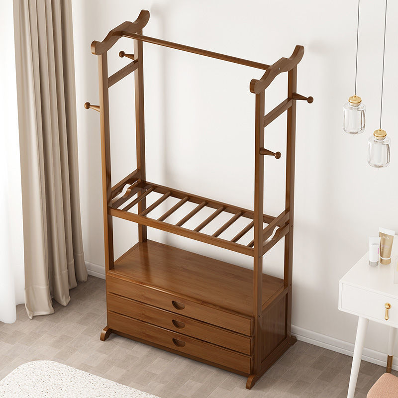 衣柜家用卧室实木衣帽架落地立式晾衣架简约现代多功能家用置物架