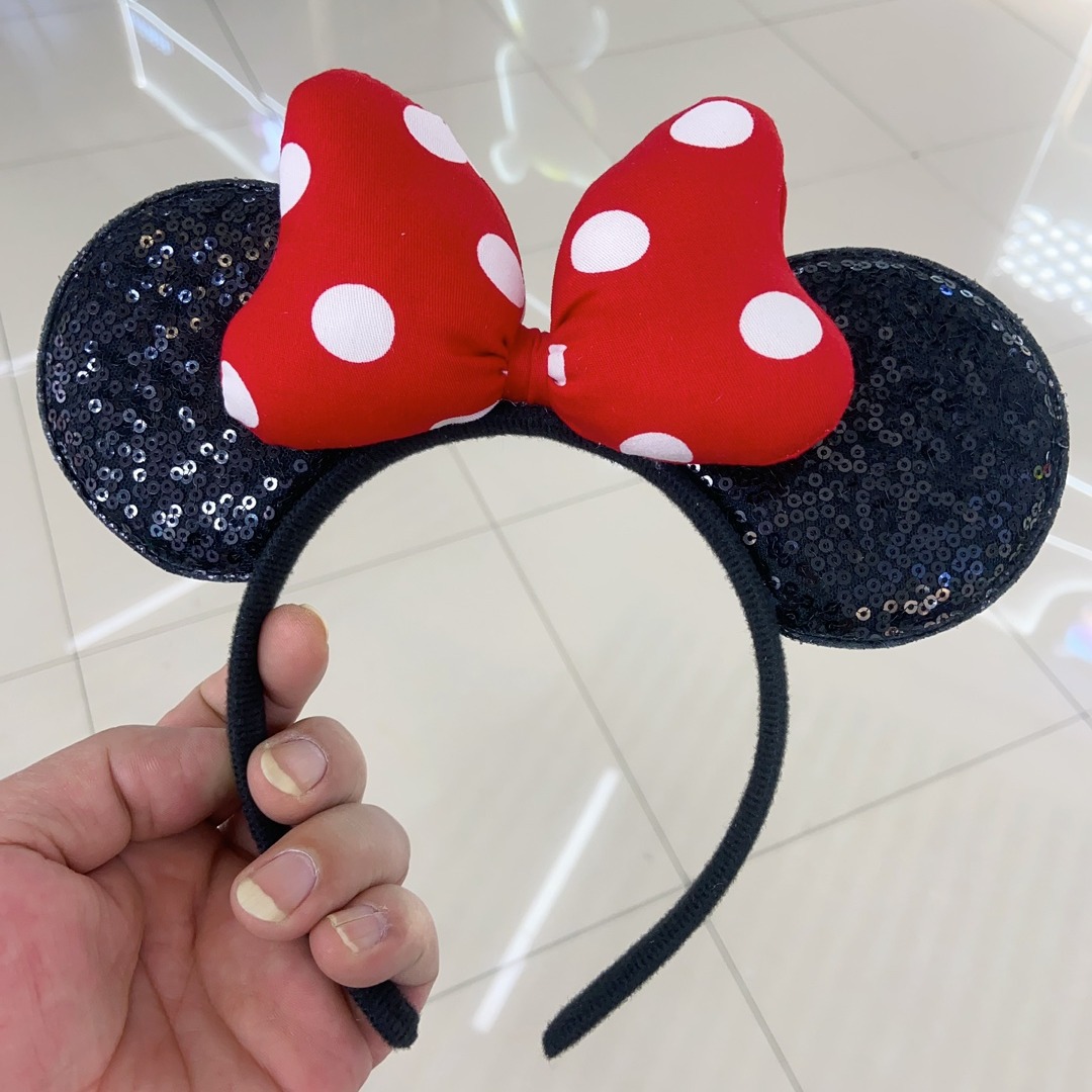 儿童亮片耳朵蝴蝶结头箍米老鼠米妮米奇发卡可爱甜美少女发饰头饰