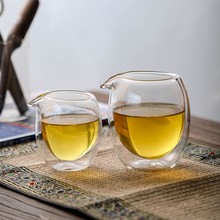 防烫玻璃双层公道杯分茶器功夫茶具配件加厚高硼硅茶海过滤茶均杯