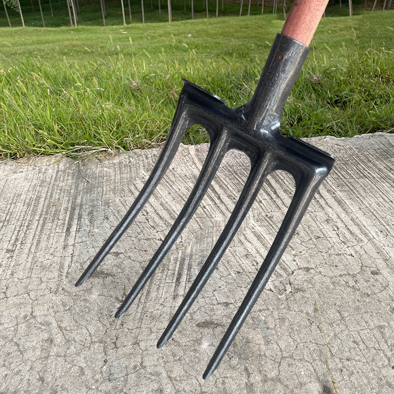 厂家供应钢叉翻地四齿叉锰钢一体园艺农用工具松土农具挖葱蒜粪叉